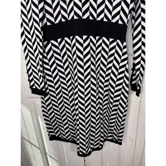 Marble XS Black White Chevron Cotton Sweater Dress Long Sleeve Knit NWT - Picture 3 of 6